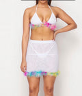 Colorful Fur skirt set